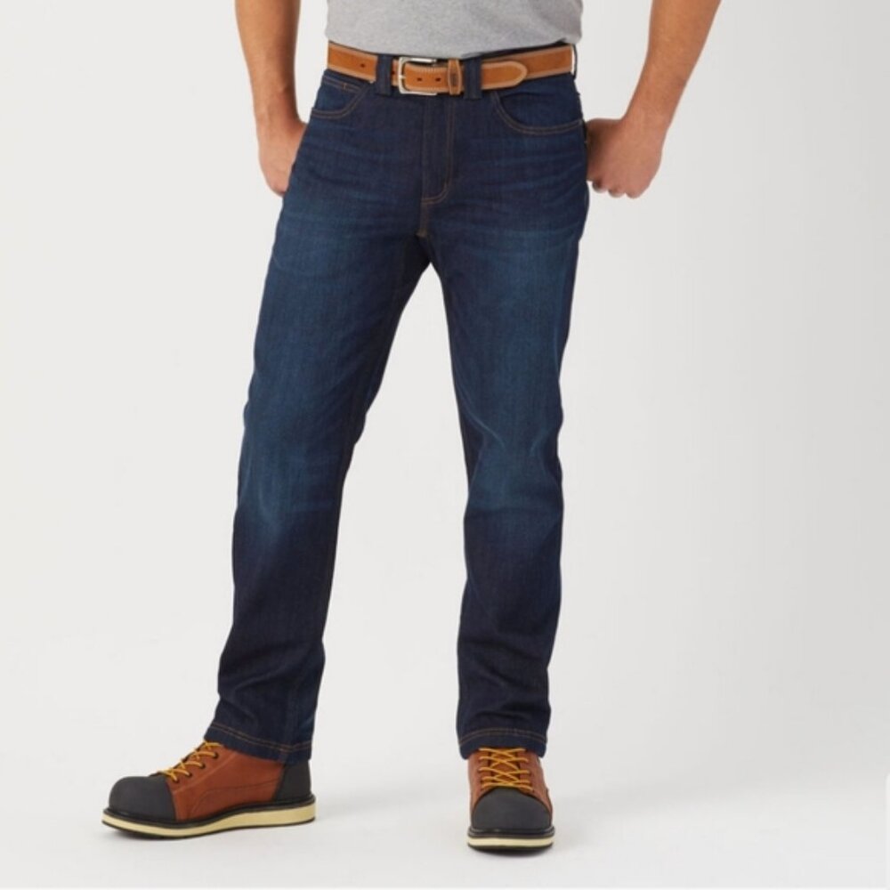 Duluth Trading Co Men's Dark Blue Standard Fit Ballroom Double Flex Jeans 36X34